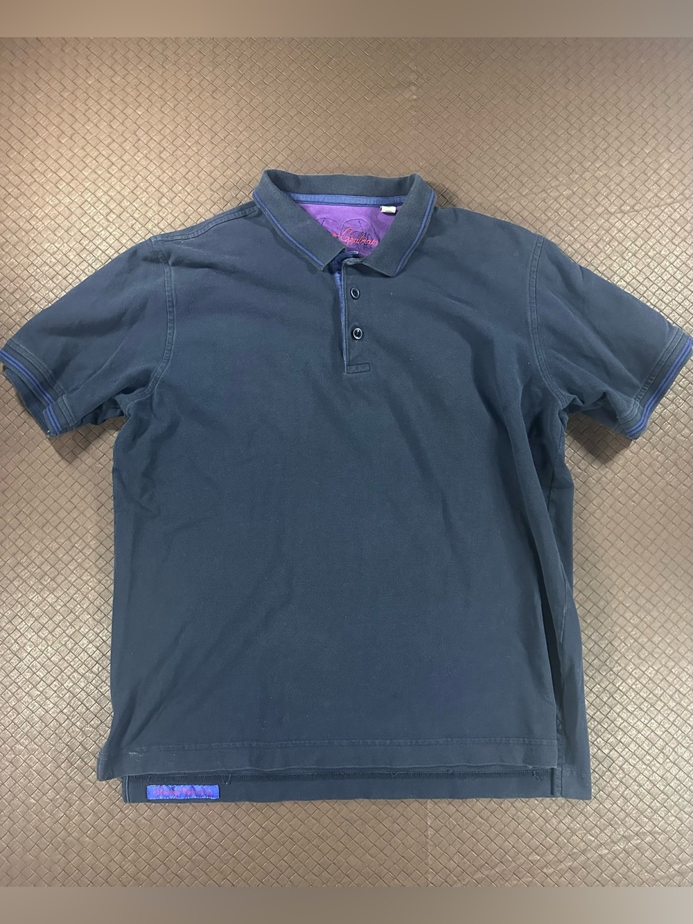 Robert Graham Navy Blue Classic Fit Polo Shirt Size Large